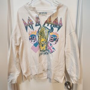Def Leppard White Graphic Crewneck Sweatshirt